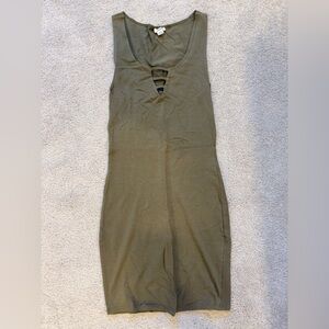 Garage Khaki Cutout Mini Dress